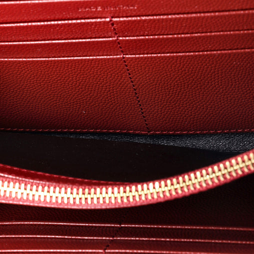 Saint Laurent Classic Monogram Flap Wallet Matelasse Chevron Leather Large