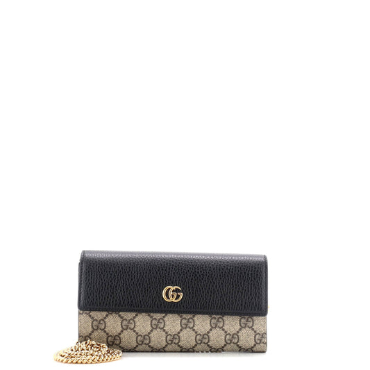 Gucci GG Marmont Continental Chain Wallet GG Coated Canvas and Leather