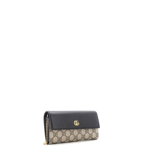 Gucci GG Marmont Continental Chain Wallet GG Coated Canvas and Leather