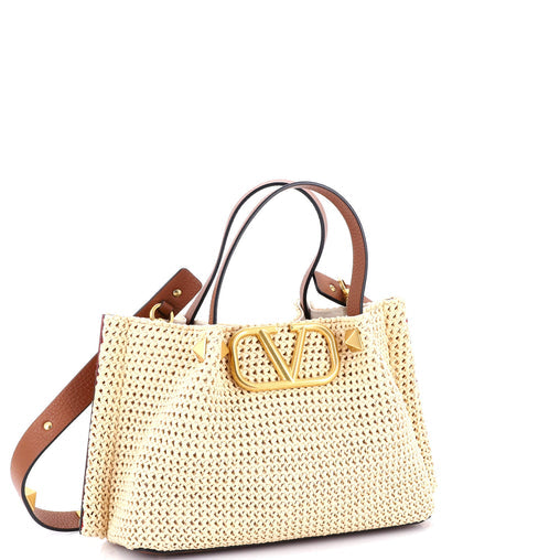 Valentino Garavani Rockstud Summer Tote Raffia Small
