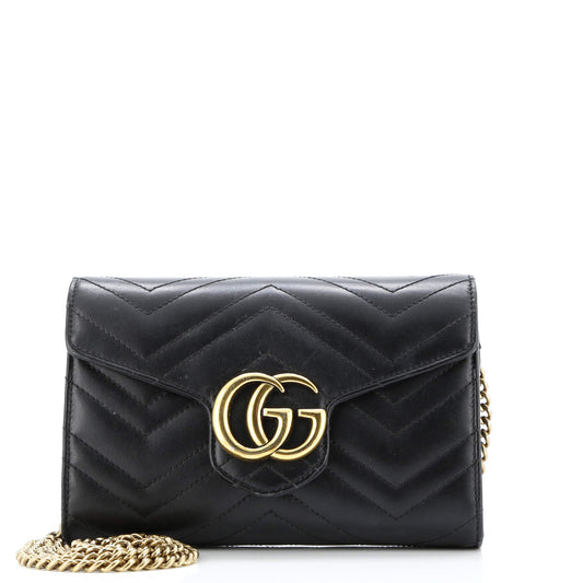 Gucci GG Marmont Chain Wallet Matelasse Leather Mini