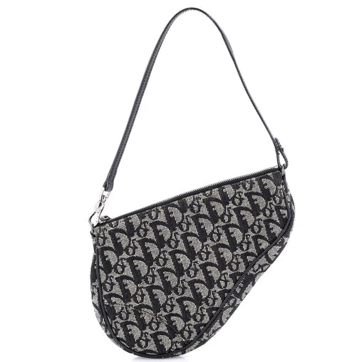 Christian Dior Vintage Saddle Bag Diorissimo Canvas Mini