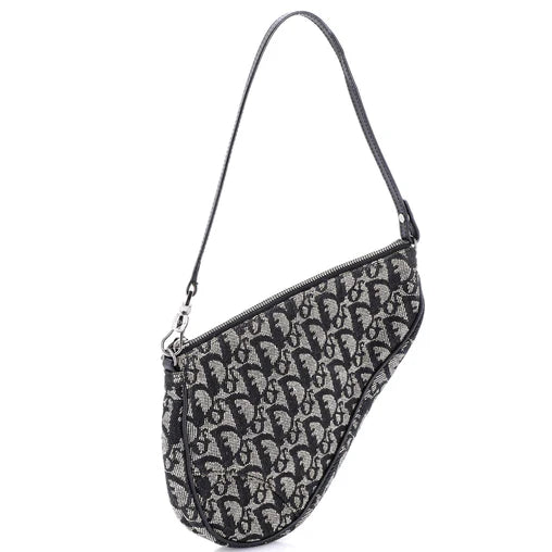 Christian Dior Vintage Saddle Bag Diorissimo Canvas Mini