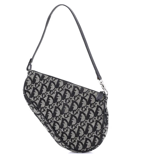Christian Dior Vintage Saddle Bag Diorissimo Canvas Mini