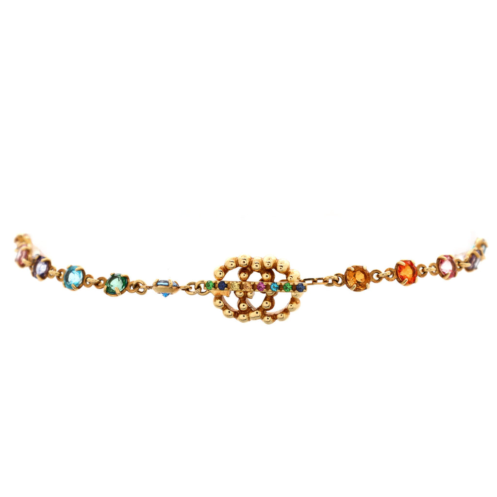 Gucci GG Running Chain Toggle Bracelet 18K Yellow Gold with Topaz, Quartz, Tsavorite and Sapphire