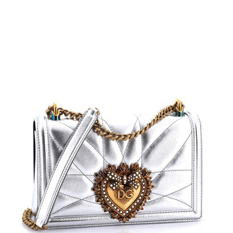 Dolce & Gabbana Devotion Full Flap Shoulder Bag Quilted Leather Small