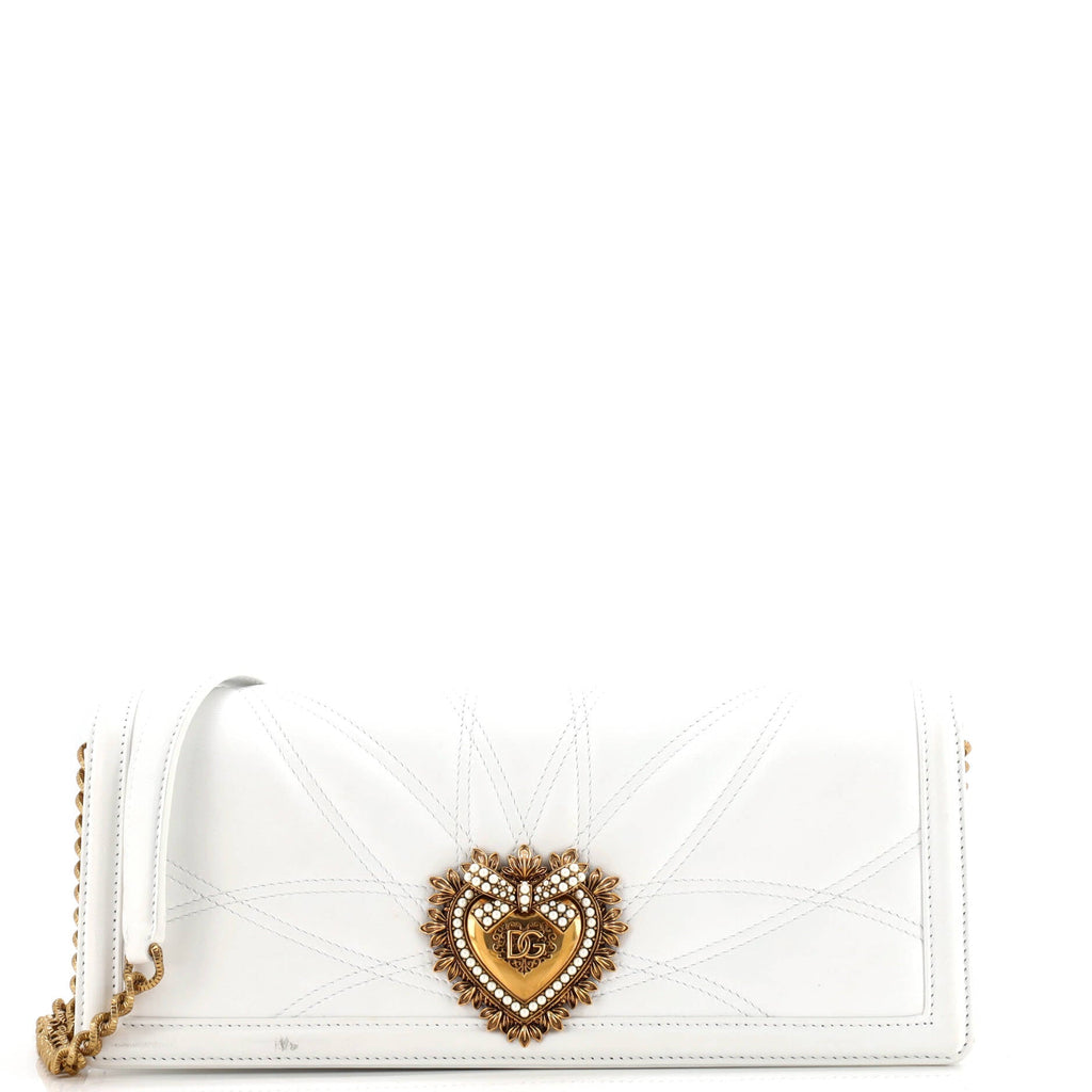 Dolce & Gabbana Devotion Chain Clutch Quilted Leather East West