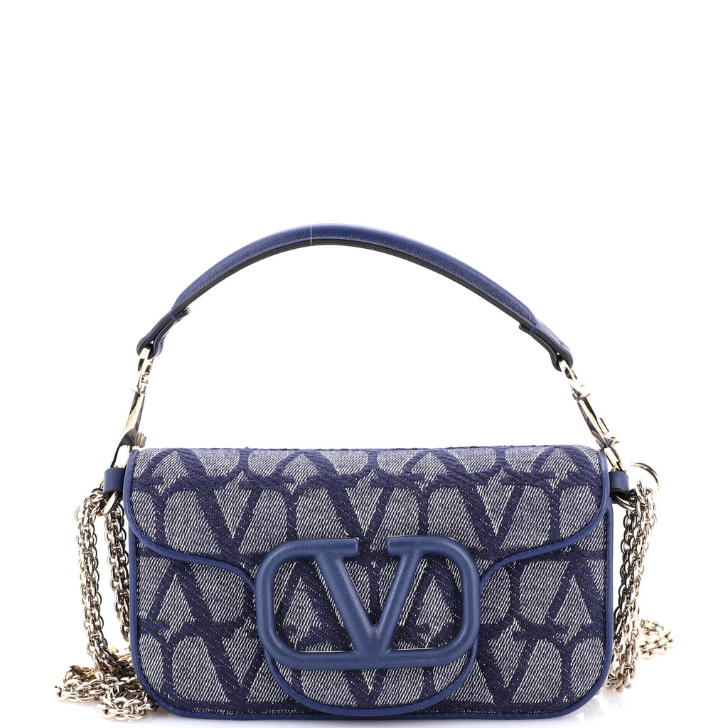 Valentino Garavani VLogo Loco Flap Shoulder Bag Toile Iconograph Fabric Small