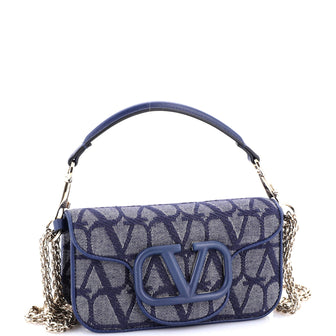 Valentino Garavani VLogo Loco Flap Shoulder Bag Toile Iconograph Fabric Small