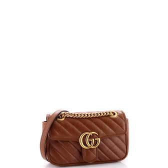 Gucci GG Marmont Flap Bag Diagonal Quilted Leather Mini