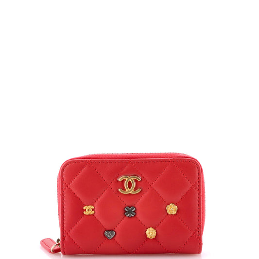 Chanel18K Charms Zip Coin Purse Quilted Lambskin Small