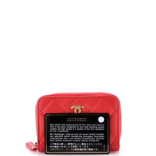 Chanel18K Charms Zip Coin Purse Quilted Lambskin Small