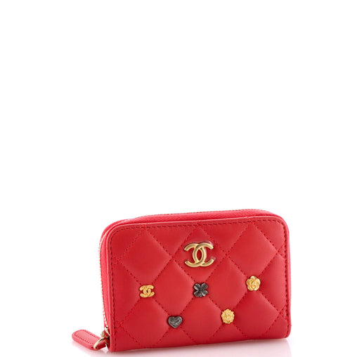 Chanel18K Charms Zip Coin Purse Quilted Lambskin Small