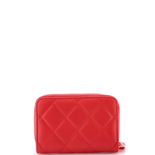 Chanel18K Charms Zip Coin Purse Quilted Lambskin Small