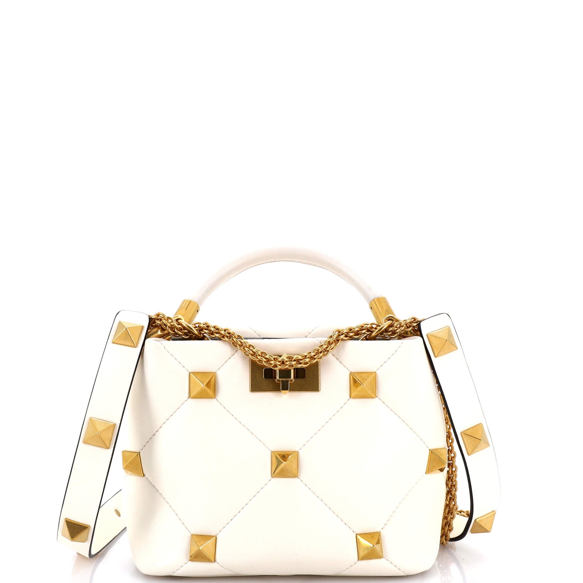 Valentino Garavani Roman Stud Top Handle Bag Quilted Leather Small