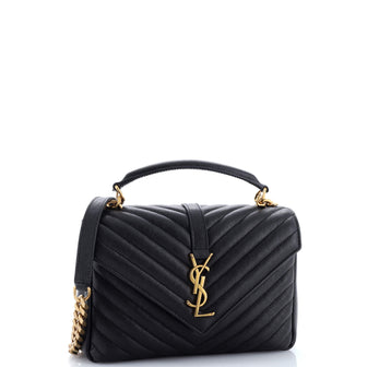 Saint Laurent Classic Monogram College Bag Matelasse Chevron Leather Medium