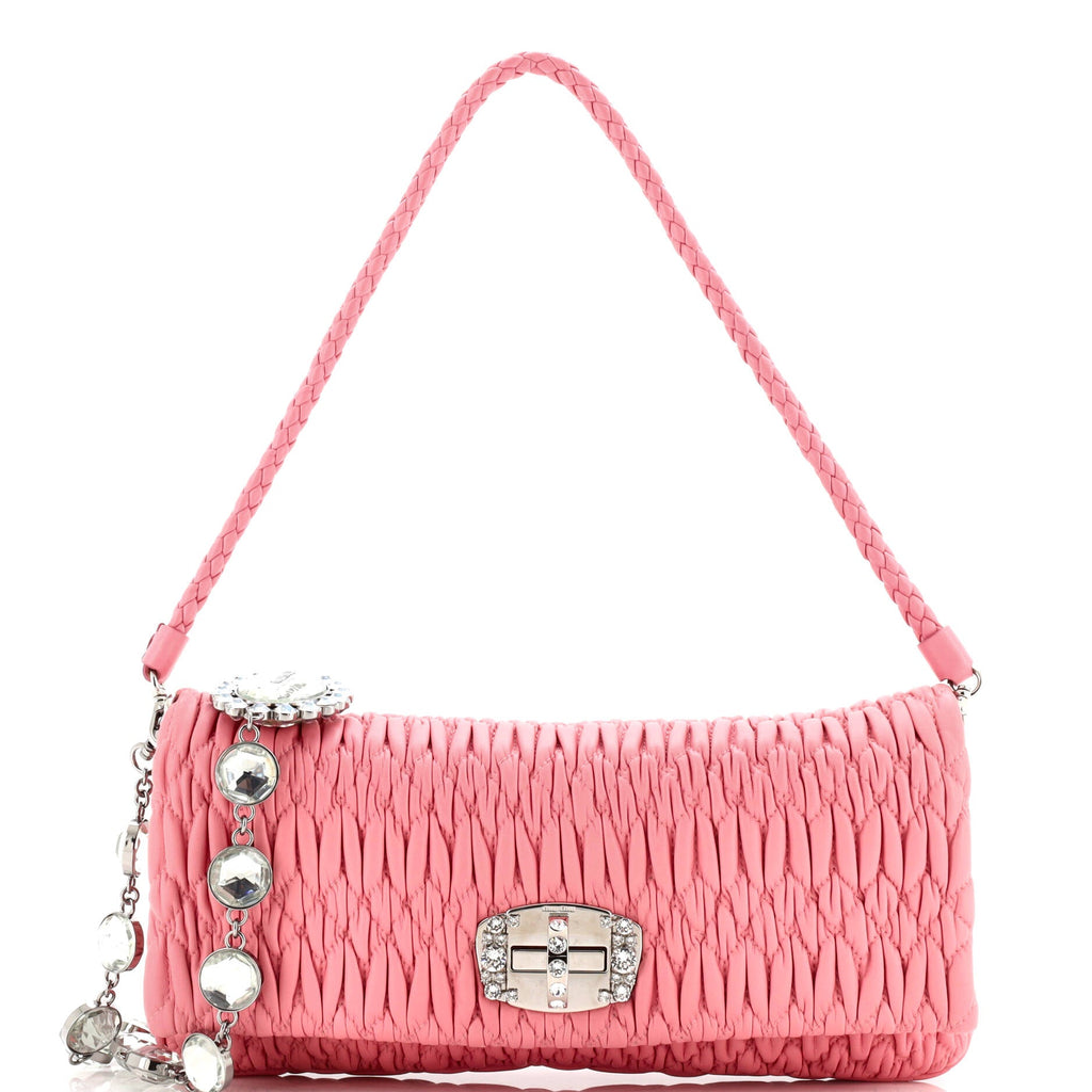 Miu Miu Crystal Clutch Matelasse Leather Medium