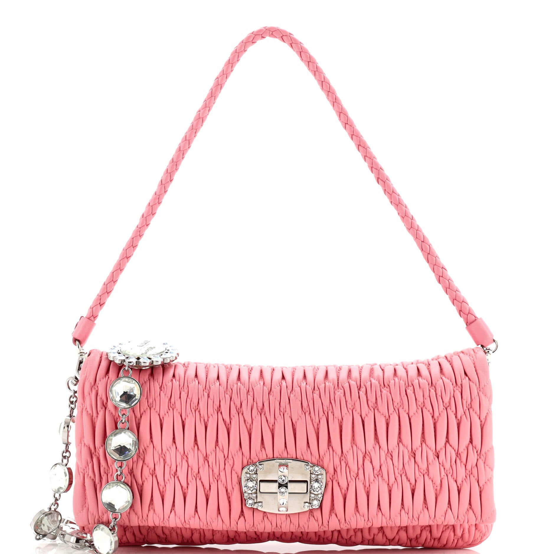 Miu Miu Crystal Clutch Matelasse Leather Medium