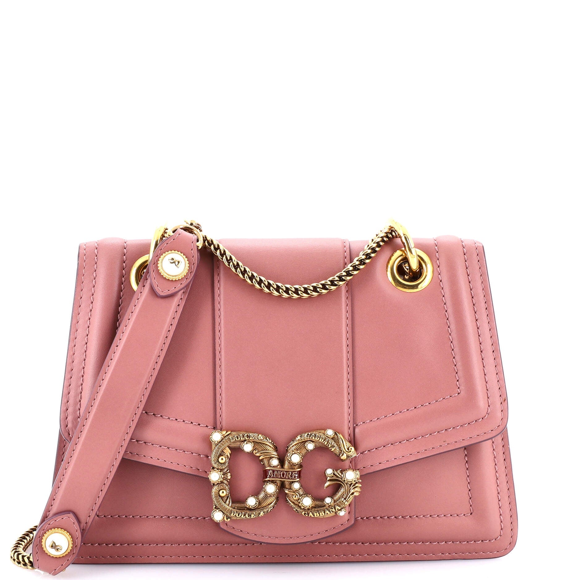 Dolce & Gabbana Amore Flap Shoulder Bag Leather Small