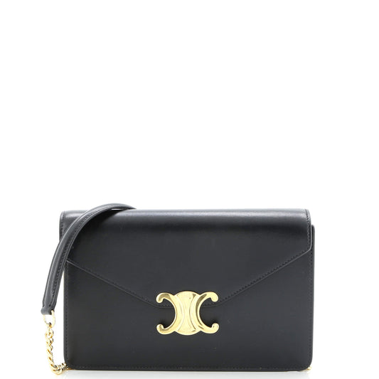 Celine Margo Triomphe Wallet on Chain Leather