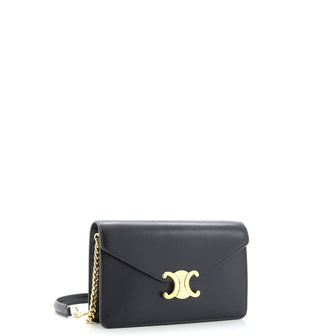 Celine Margo Triomphe Wallet on Chain Leather