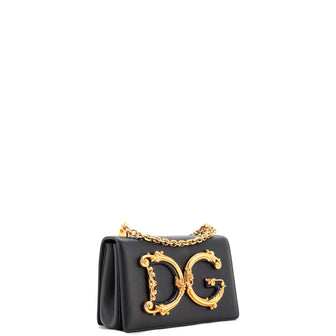 Dolce & Gabbana DG Girls Flap Bag Embellished Leather Small