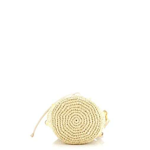 Valentino Garavani Roman Stud Bucket Bag Raffia and Leather