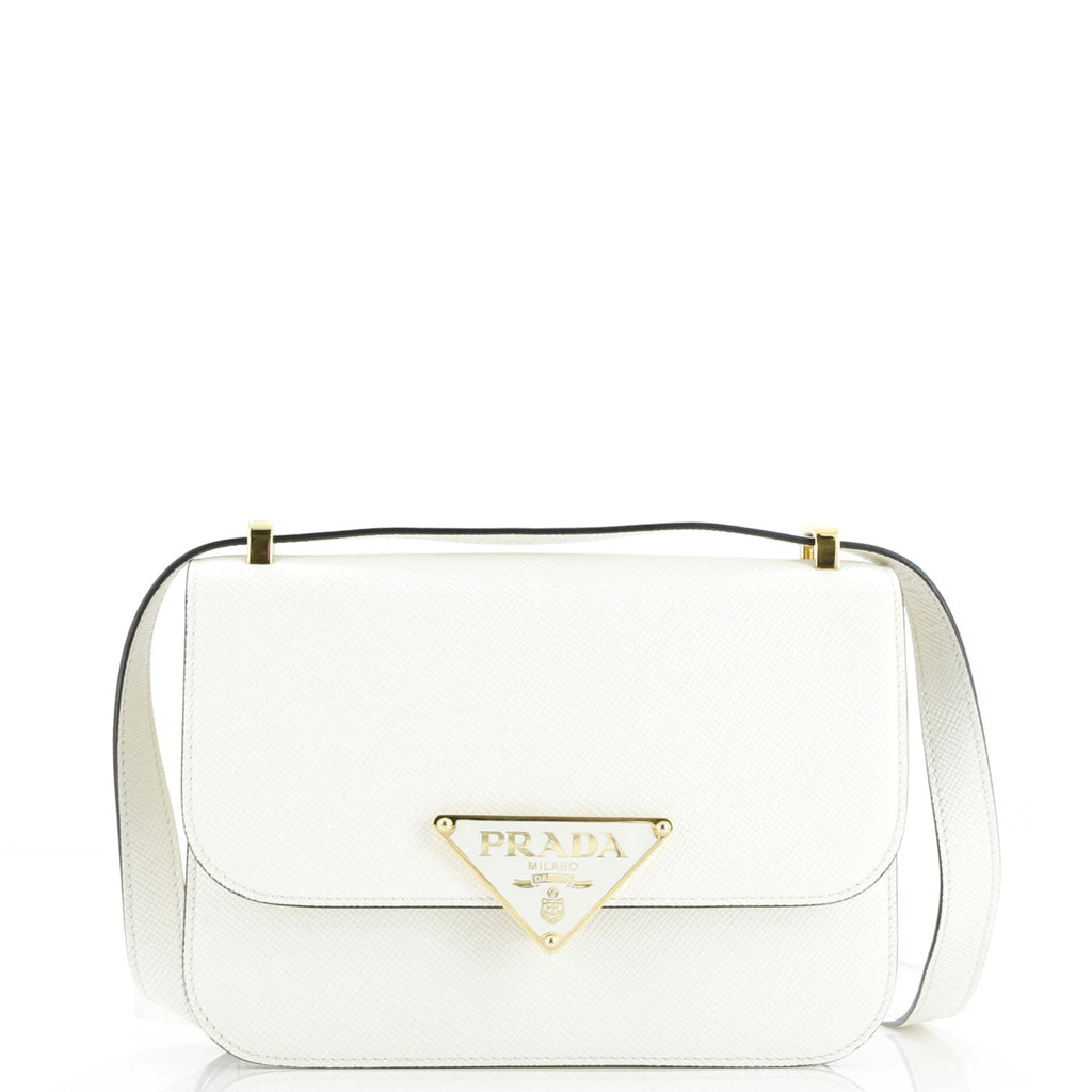 Prada Embleme Triangle Logo Flap Bag Saffiano Leather Small
