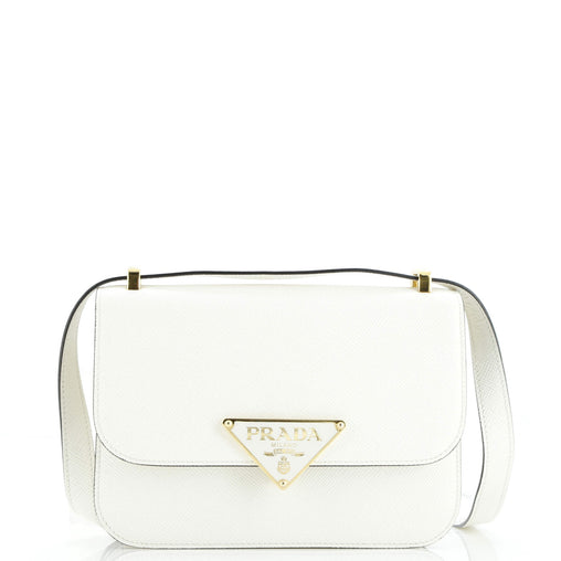 Prada Embleme Triangle Logo Flap Bag Saffiano Leather Small