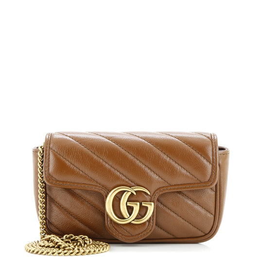 Gucci GG Marmont Flap Bag Diagonal Quilted Leather Super Mini