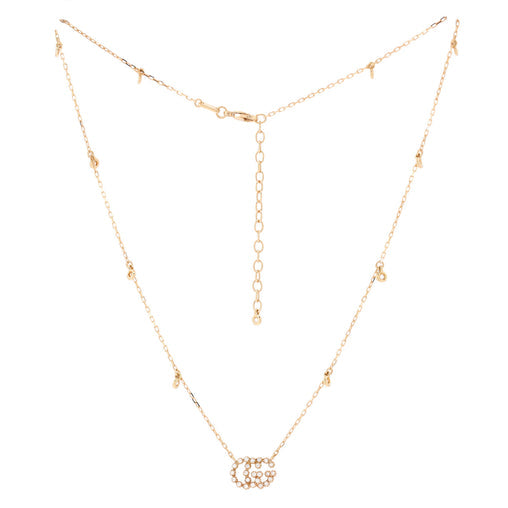 Gucci GG Running Station Necklace 18K Yellow Gold with Diamonds