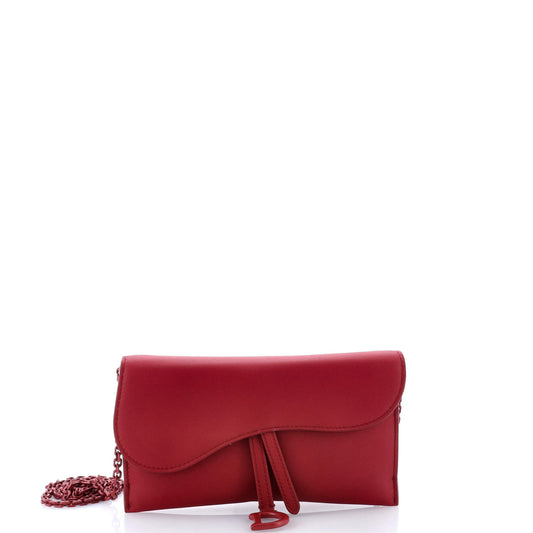 Christian Dior Ultra Matte Saddle Chain Wallet Leather
