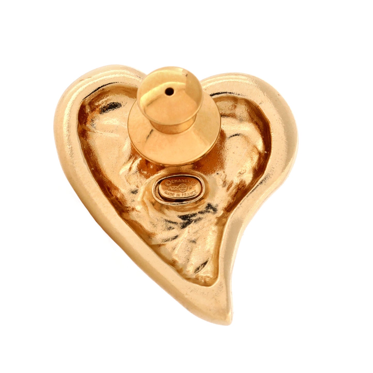 Chanel CC Heart Pin Brooch Metal and Enamel with Crystals