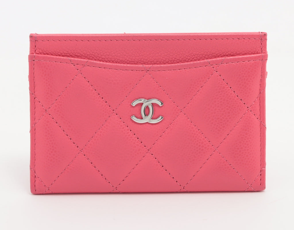 Chanel Matelasse Caviar Skin Card Case Pink