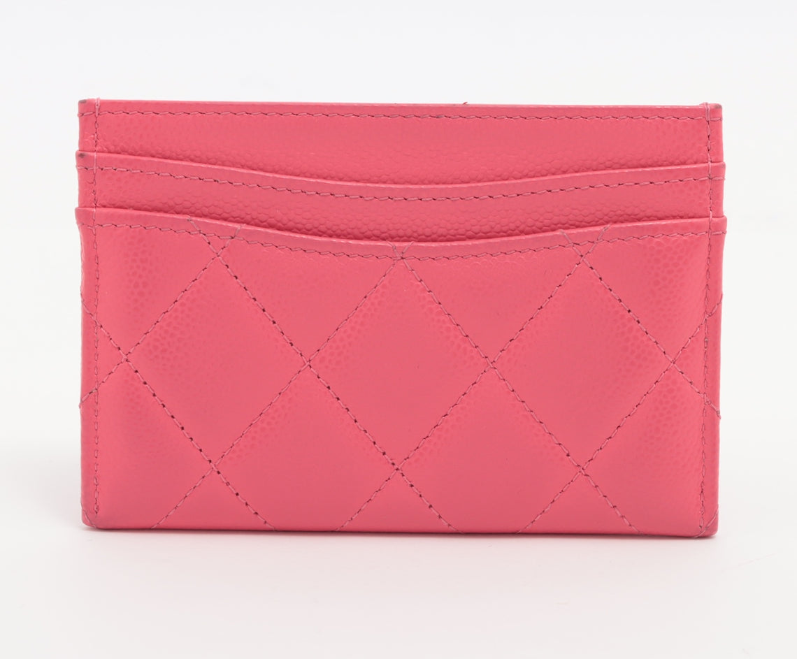 Chanel Matelasse Caviar Skin Card Case Pink