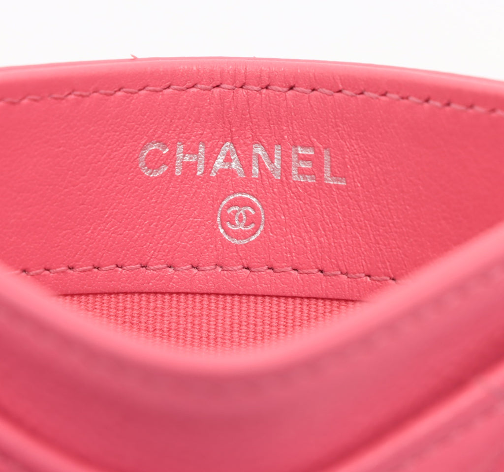 Chanel Matelasse Caviar Skin Card Case Pink