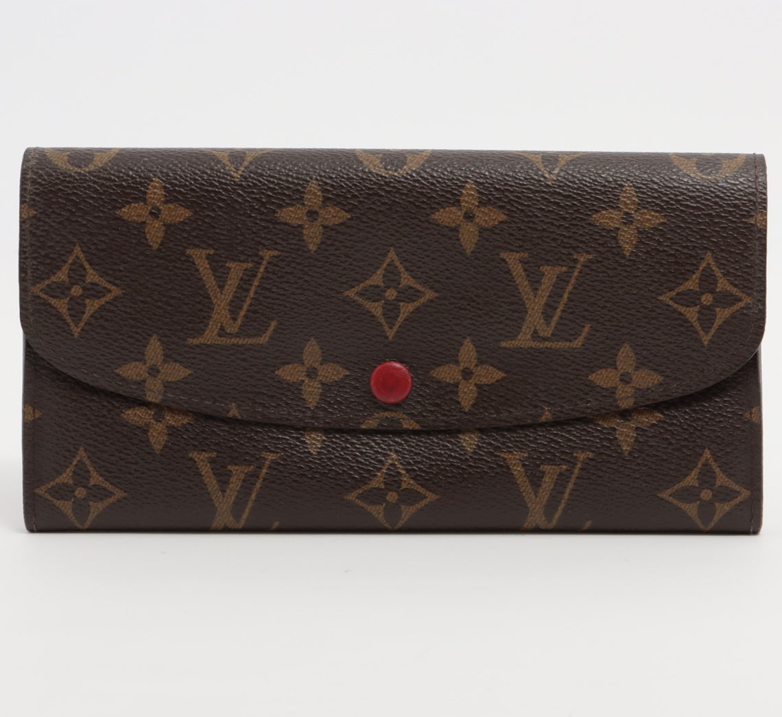 Louis Vuitton Monogram Portofeuille Emilie Rouge Long