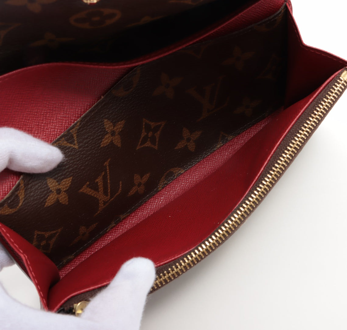 Louis Vuitton Monogram Portofeuille Emilie Rouge Long