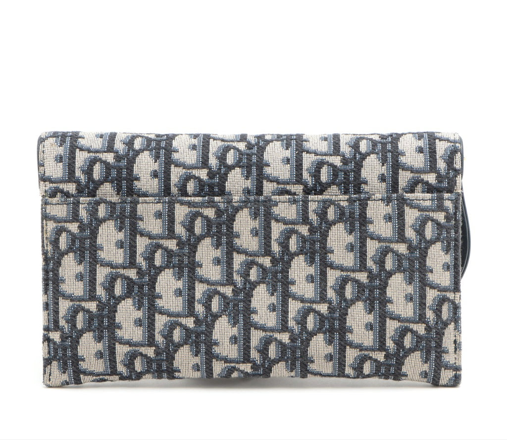 Christian Dior Oblique Canvas & Leather Chain Wallet Navy