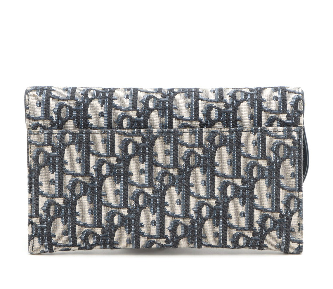 Christian Dior Oblique Canvas & Leather Chain Wallet Navy