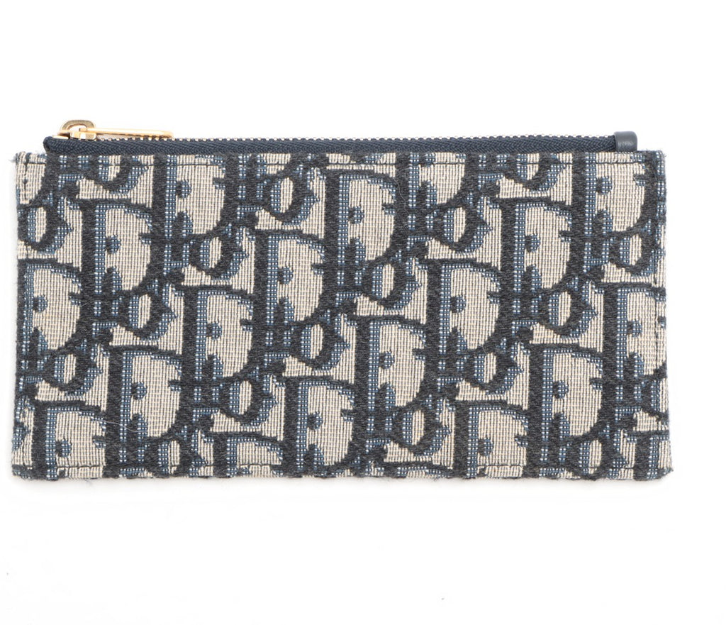 Christian Dior Oblique Canvas & Leather Chain Wallet Navy