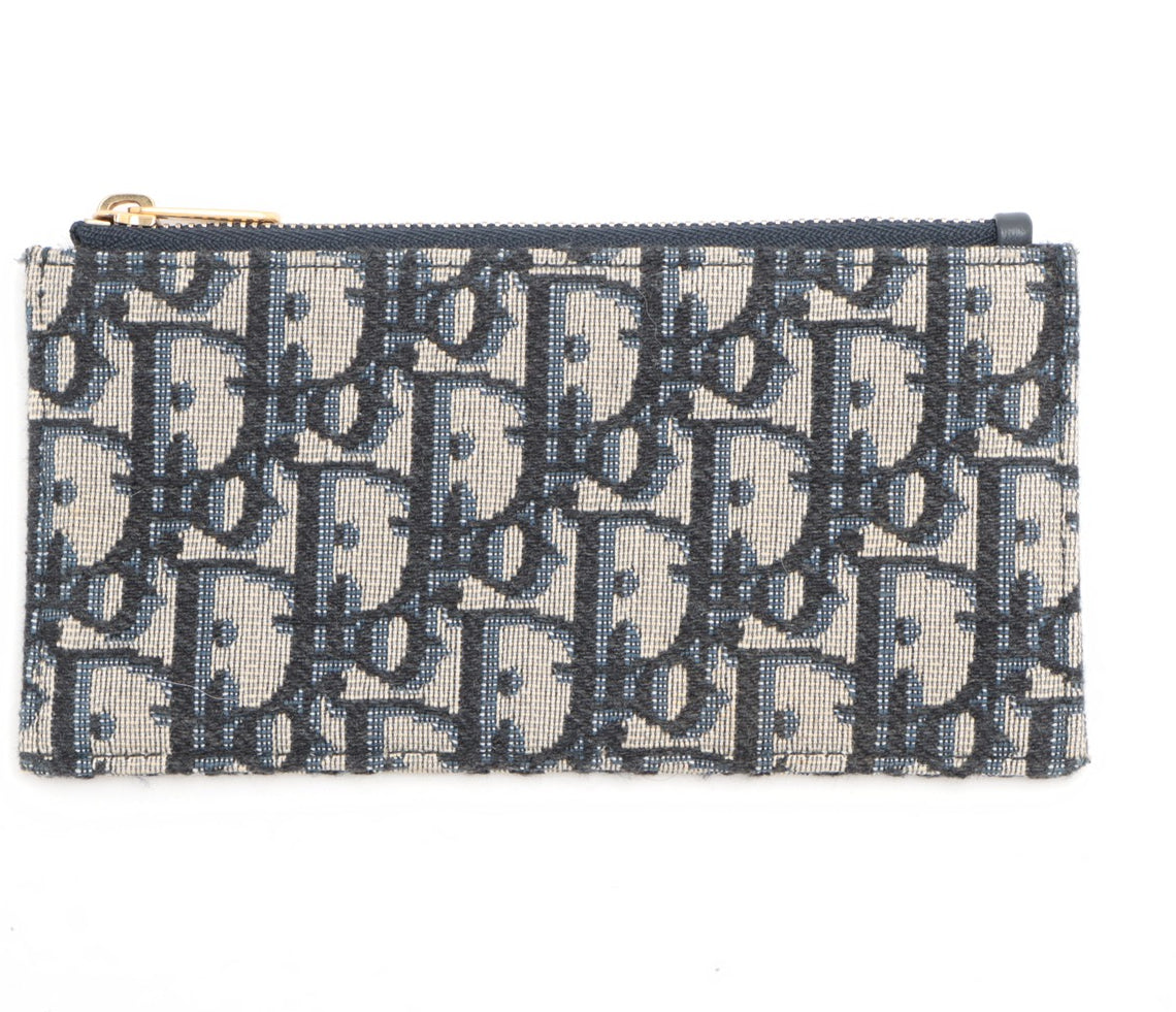 Christian Dior Oblique Canvas & Leather Chain Wallet Navy