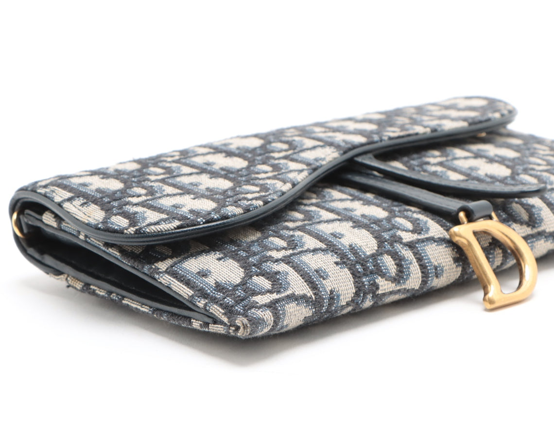 Christian Dior Oblique Canvas & Leather Chain Wallet Navy