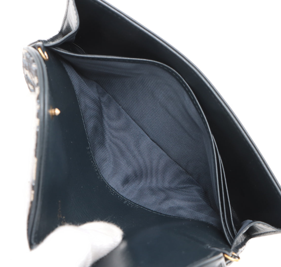 Christian Dior Oblique Canvas & Leather Chain Wallet Navy