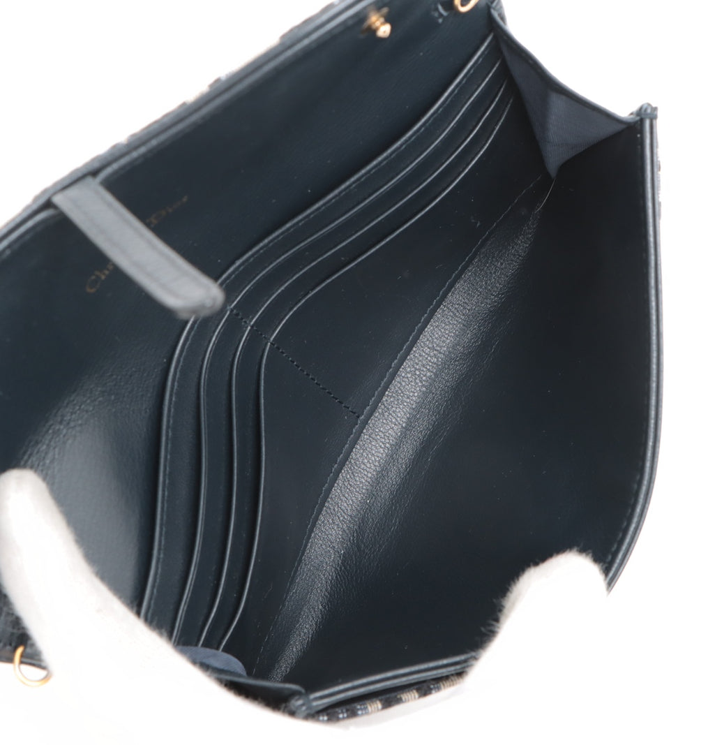 Christian Dior Oblique Canvas & Leather Chain Wallet Navy