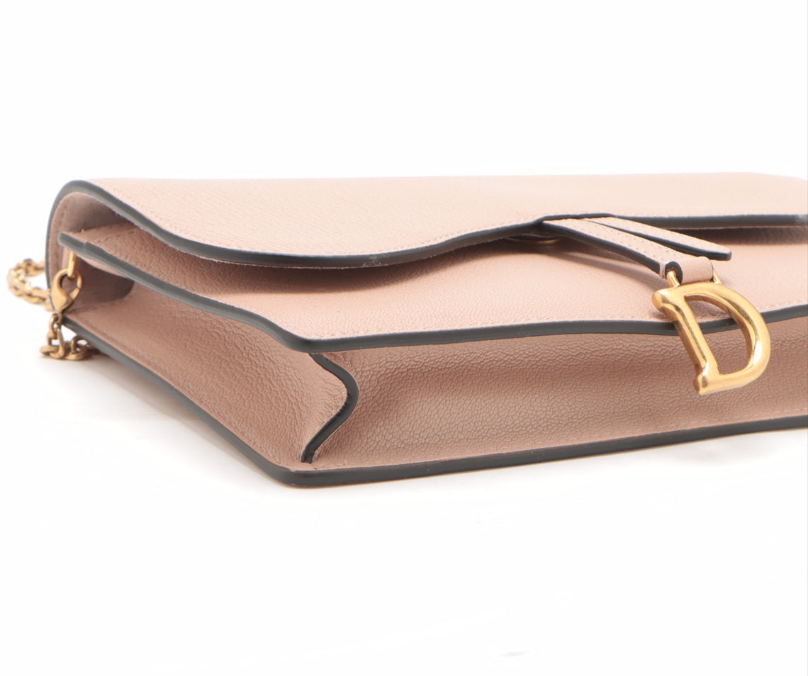 Christian Dior Saddle Leather Chain Wallet