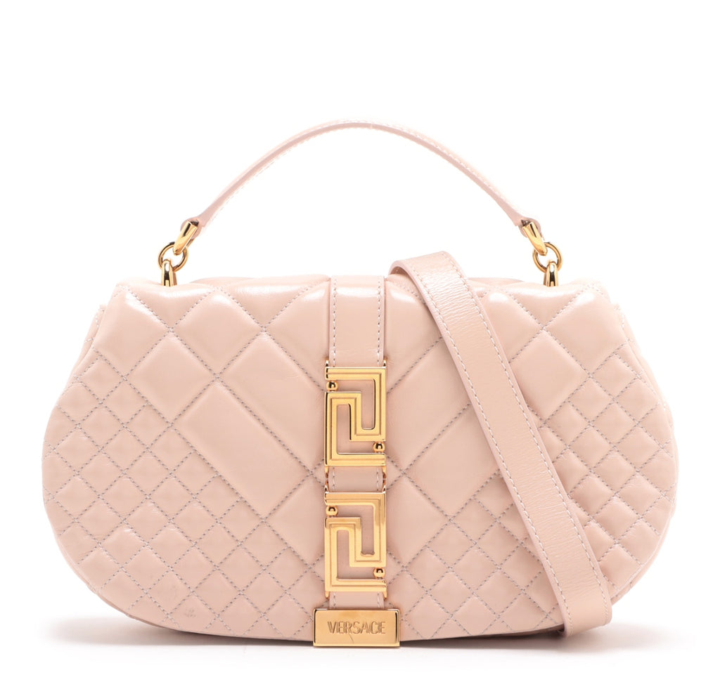 Versace Greca Goddess Patent Leather 2 Way Shoulder Bag Pink