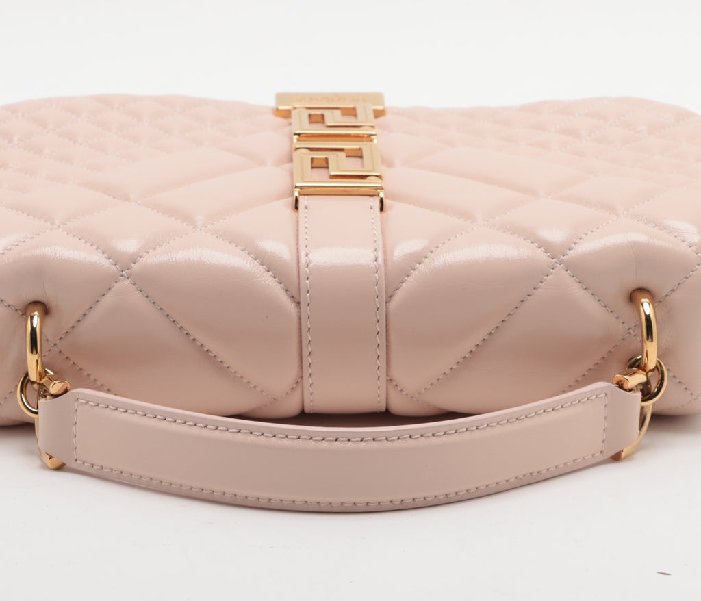 Versace Greca Goddess Patent Leather 2 Way Shoulder Bag Pink