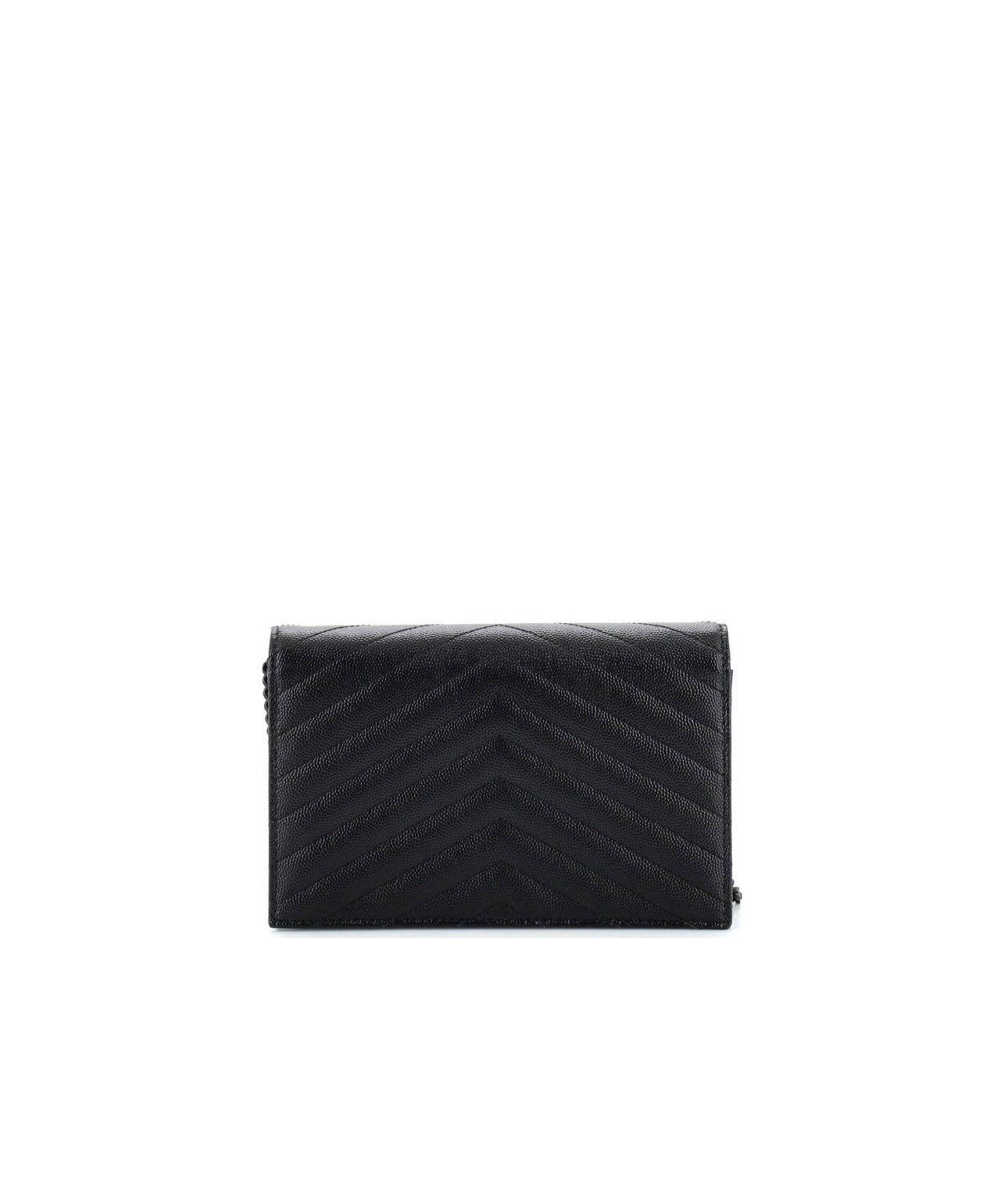 SAINT LAURENT Classic Monogram Wallet on Chain Matelasse Chevron Leather Small