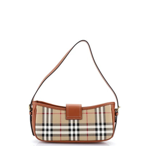 Burberry Buckle Sling Shoulder Bag Vintage Check Coated Canvas